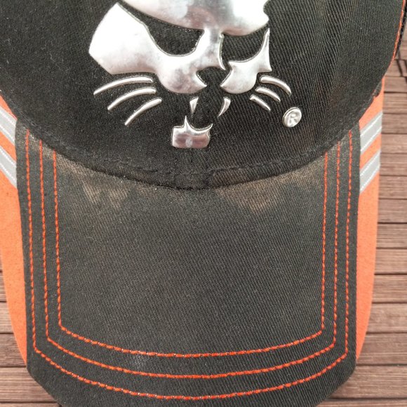 Bobcat Liquid Metal Black Orange Hat Baseball Cap 250296 - Picture 4 of 13